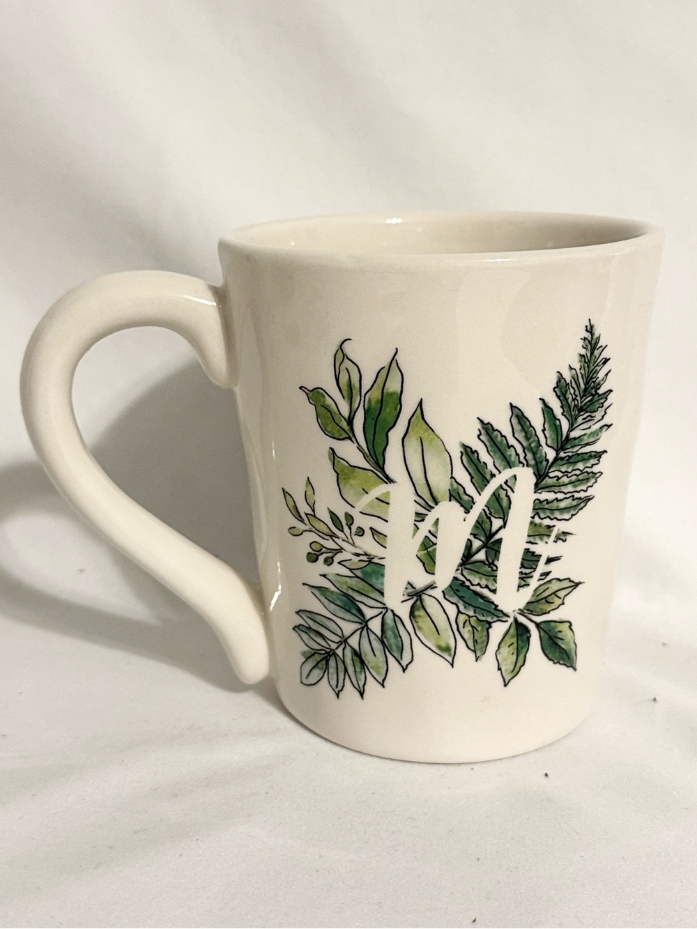 Pier 1 Imports Botanical Tropical Leaf Monogram “M” Coffee Tea Mug